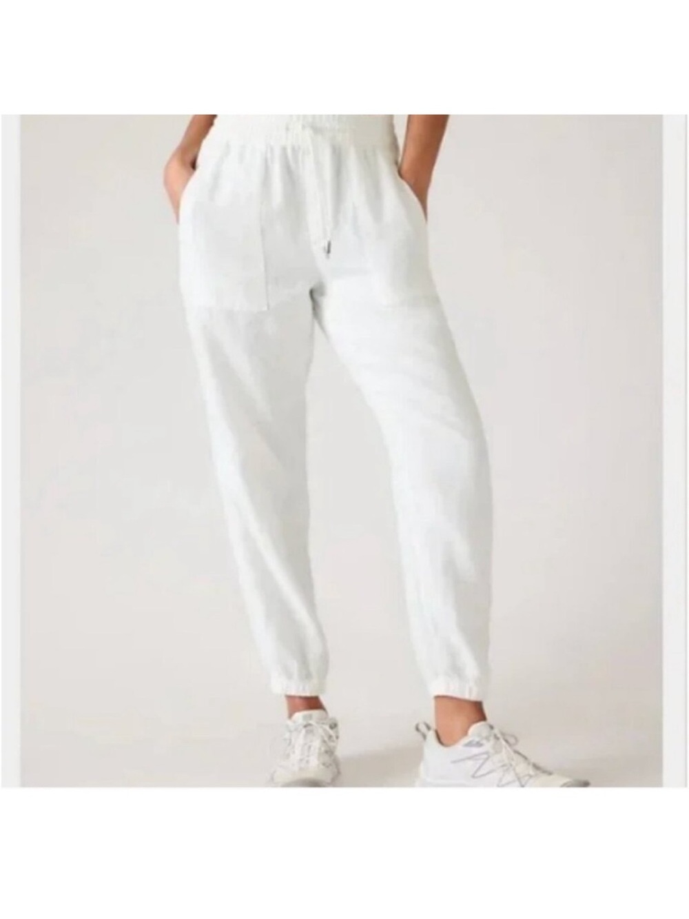 Athleta Women’s Cabo Linen Jogger White Womens Size 16 Tall Coastal Lagenlook